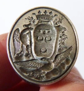Sceau cachet seal en argent 19e siècle avec armoiries Marquis ROUSSEAU DE CHAMOY - Picture 1 of 5