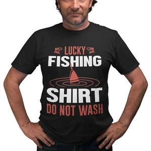 T-shirt uomo Lucky Fishing camicia non lavare compleanno Him carpa pesce uomo grande... - Foto 1 di 8