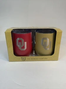(2) Stainless Steel Oklahoma Sooners Wine Glasses, New In Box - Picture 1 of 3