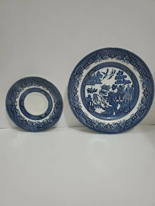 Churchill England Sauce Azul 4 Platos de Postre y 4 Platillos - Imagen 1 de 6