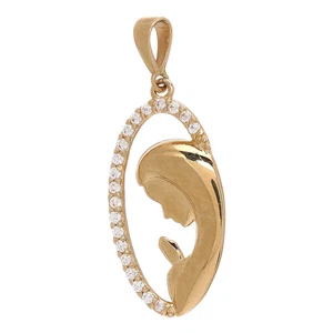 Pendente ovale Madonna oro giallo strass bianchi 1,65 gr - Foto 1 di 1