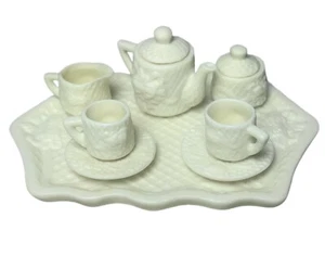 New World Bazaars Inc. Floral Fantasy Miniature Tea 8 Piece Set Beige - Picture 1 of 8