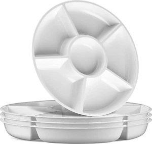 6 Sectional round Plastic Serving Tray/Platter (2, White) - Picture 1 of 7