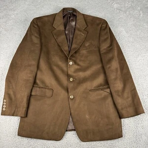 Chaps Blazer Men's 40R Brown Suede 3-Button Sport Jacket Retro Classic Office - Picture 1 of 15