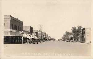 Goodland Kansas KS Main Street Model A Cars Coca Cola c1920 RPPC Postcard 688 - Picture 1 of 2