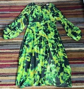 Maxi Vestido Topshop Para Mujer Talla 10 Verde Azul Tie Dye Fluido Boho Brillante Colorido - Imagen 1 de 14