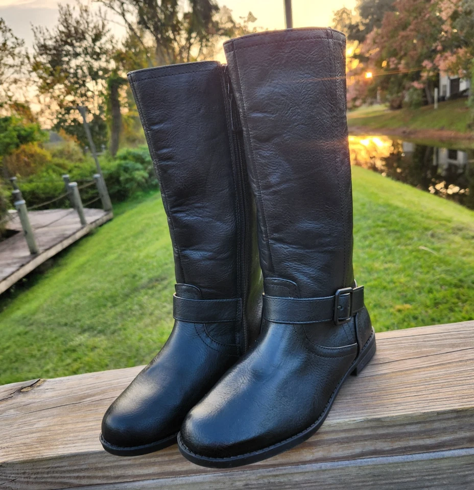 Cat And Jack Riding Knee Tall Zip Boots Black Girls Size 3 Little Kids (8 years) - Image 1 of 4