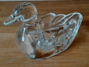 Vintage MCM L.E. Smith Glass Co. Clear Duck Glass Personal Ashtray Trinket Dish - Picture 1 of 5
