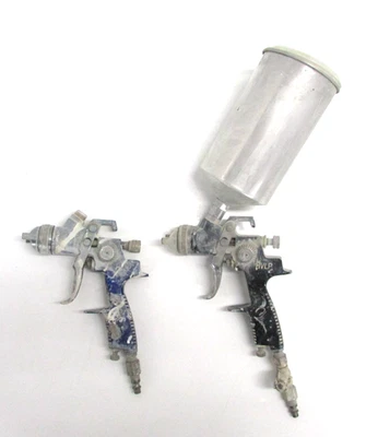 (2) ATD TOOLS INC. PISTOLAS PULVERIZADORAS GRAVITY FEED TOP COAT HVLP, con 1 BOTE Foto 1 de 4