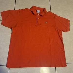 Lacoste Polo Shirt Mens 7 23.5x26.5 XXL Orange Short Sleeve Logo Preppy Casual - Picture 1 of 13
