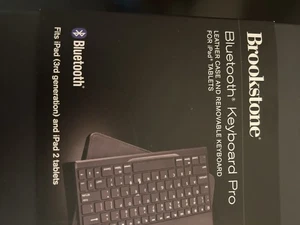 Brookstone Bluetooth Keyboard Pro With Leather Case For iPad 3 / 2, Black - Picture 1 of 8