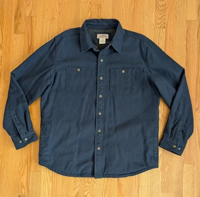 LL BEAN Katahdin Jacket Shirt Mens Large Canvas Fleece Lined Snap Button Shacket - Image 1 of 4