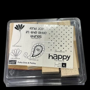 Stampin' Up! Polka Dots & Paisley Rubber Stamp Set 6-Piece Wood - Picture 1 of 2