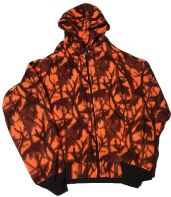 🔥 VINTAGE CABELA'S ORANGE BLACK CAMO FULL ZIP HOODIE MENS LARGE - Image 1 of 4