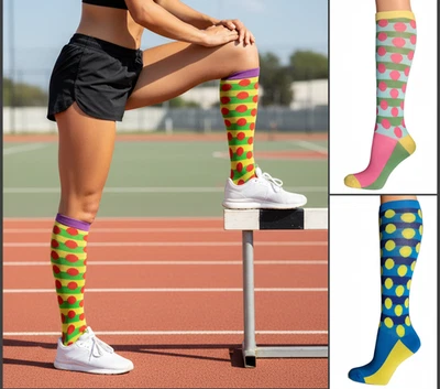 Calcetines de tubo informales hasta la rodilla a múltiples rayas de moda para mujer Foto 1 de 3