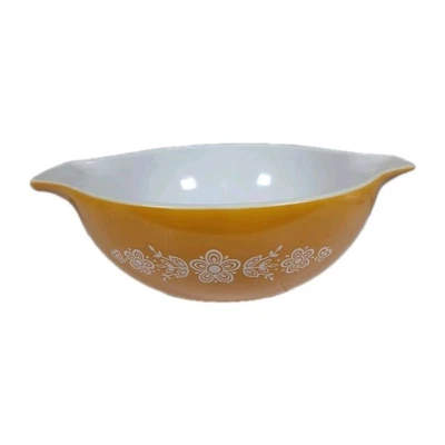 Vintage Pyrex Cinderella Mixing Bowl 444 4Q Golden Butterfly Floral Nestable 10" - Image 1 of 4