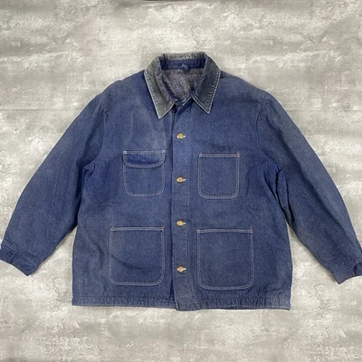 vintage 70s WRANGLER BLUE BELL chore coat jacket Size 50 denim jean faded barn - Image 1 of 4