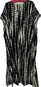 Black And White Tie Dye Print Flowy Kaftan Patio Lounger Mumu One Size Fits Most - Picture 1 of 5