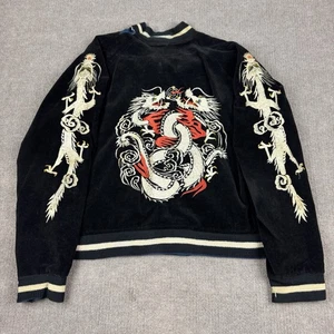 Vintage 50er 60er Sukajan Souvenir Jacke Wende Cord Satin Drache Adler - Bild 1 von 24