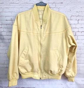 Vintage St. Michael Wende Bomber Jacke Herren Medium gelb kariert durchgehender Reißverschluss - Bild 1 von 24
