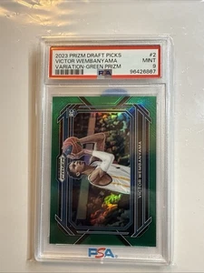 Victor Wembanyama 2023 RC - Prizm Draft Picks Green Variation #2 - PSA 9 - MINT - Bild 1 von 3