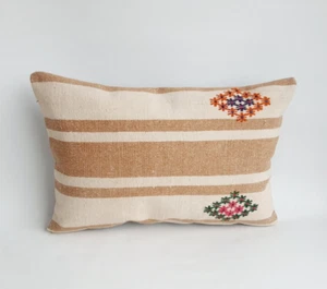 Rectangle Kilim Cushion Cover , Handmade Turkish Pillow , Vintage Kilim Pillow - Picture 1 of 9