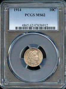PCGS - Barber Dime - 10c - 1914 - MS-62 - 4865 - Picture 1 of 2