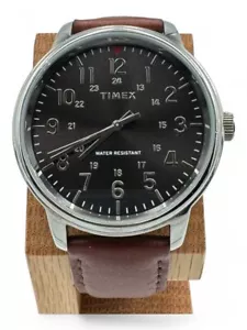 TIMEX Quartz Watch Leather Strap Black Dial Ships from JP - Picture 1 of 7