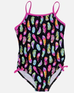 KENSIE GIRL ONE PIECE FEATHER SWIMSUIT SUIT (BLACK , 5 ) NWT - Picture 1 of 2