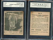 1936 WORLD WIDE GUM #57 Gabby Hartnett Chicago Cubs HOF
