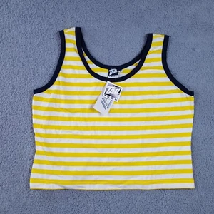 Vintage Tail Golf Yellow Striped Cropped Women's XL Sleeveless T Shirt Tank Top - Picture 1 of 7
