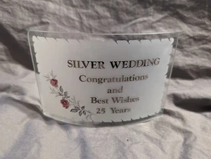 "Silver Wedding" 25th Anniversary,6"X4", Curved Glass Decor Gift - PRE-OWNED - Picture 1 of 9