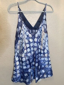 Neu Oscar de la Renta Pink Label Nachthemd XL blau gepunktet Negligee seidig Slip - Bild 1 von 5