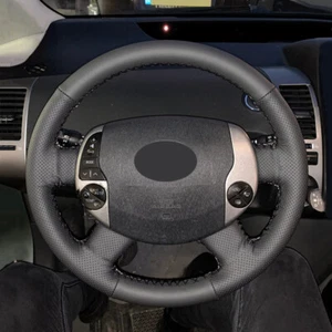 Black Leather Hand Sewing Steering Wheel Cover For Toyota Prius 20 XW20 2004-09 - Picture 1 of 8