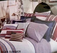 RALPH LAUREN AMERICAN SUMMER STRIPE Patriotic Red White Blue Quilted Pillow SHAM