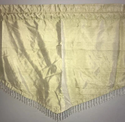 Lote de 5 cenefas triangulares 75 % seda y mezcla algodón verde/oliva con cuentas transparentes Foto 1 de 4