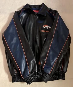 Giacca media per adulti NFL in pelle Denver Broncos, pelle con finiture a maglia... - Foto 1 di 10