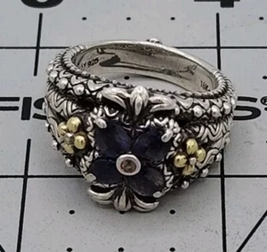 Barbra Bixby Sterling Silver & 18k Amethyst Ring Sz. 9 - Picture 1 of 13