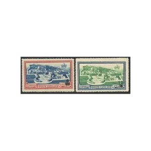 Vatican E7-E8, hinged. Pope Pius XII, 1945, new value. Aerial view of Vatican. - Picture 1 of 1