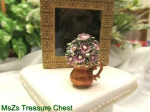 MONET "Purple Flowers in Copper Vase" Enamel Keepsake Trinket Box * New In Box * - Picture 1 of 10