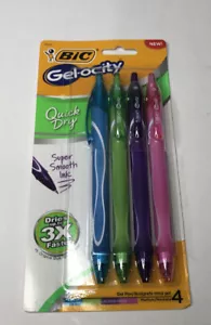 Bic Gel-ocity Quick Dry Gel Pen 4 Pack Vibrant Colors! Medium Point #35570 - Picture 1 of 6