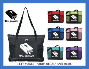 HOLY BIBLE W/ NAME RELIGIOUS CUSTOM TOTE PURSE CHURCH GYM SPORTS SCHOOL BAG - Picture 1 of 8