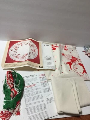 Vintage The Creative Circle Santa Go Round Tree Skirt /Tablecover Candlewicking - Image 1 of 2