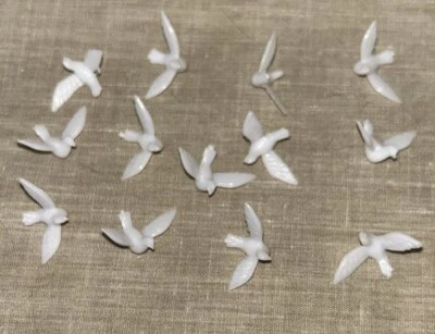 MEYER IMPORTS 10 Plastic White Flying Birds Pet Miniature Fairy Garden Dollhouse Model Train