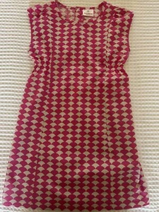 Hanna Andersson Mädchen Kleid ärmellos rosa, weiß geometrisches Muster Baumwolle Gr. 140 - Bild 1 von 6