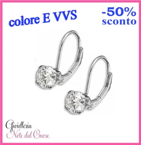 ORECCHINI IN ORO BIANCO CON DIAMANTI NATURALI E VVS 0.60 CARATI CERTIFICATO - Imagen 1 de 4
