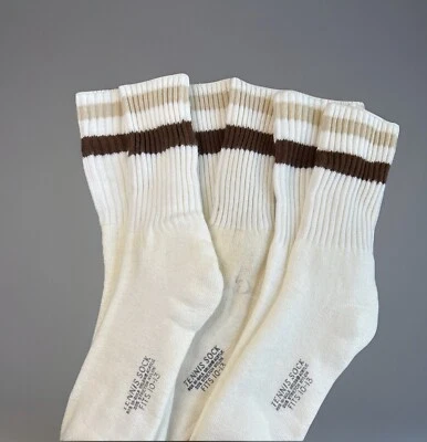 VTG Socks Lot Crew Mid-Calf Striped 10-13 Hi Bulk Orlon 3 Pairs NOS 80's Tennis - Image 1 of 4