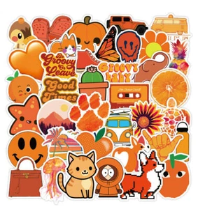 50PCS Skateboard Stickers Vinyl Decor VSCO Luggage Laptop Decals Stickers Orange - Picture 1 of 6