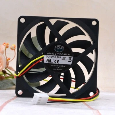 1 PCS  COOLER MASTER Fan A8010-27RB-3AN-F1  DC 12V 8010 8cm ultra-thin fan 3 pin - Image 1 of 3