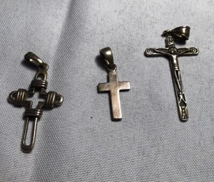 Silver Cross Pendants (Sterling Silver) Lot Of 3 - Picture 1 of 2